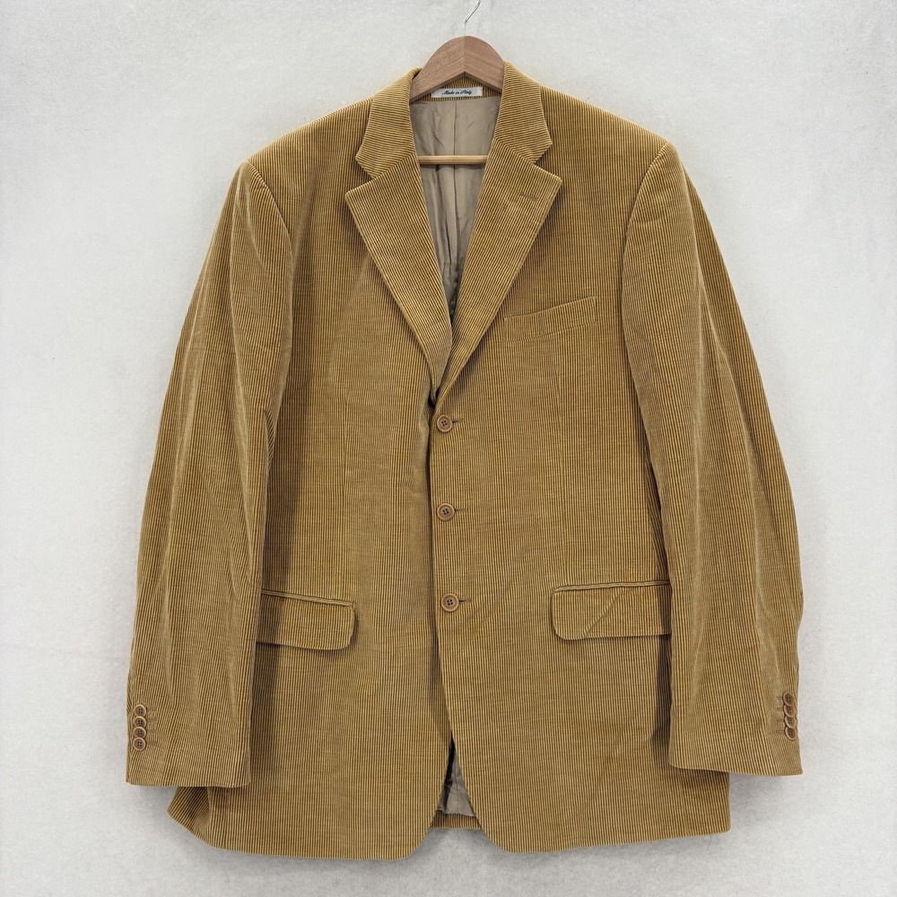 Ermenegildo Zegna CASHCO Corduroy Blazer Mens 44L Beige 3-Button Made in Italy